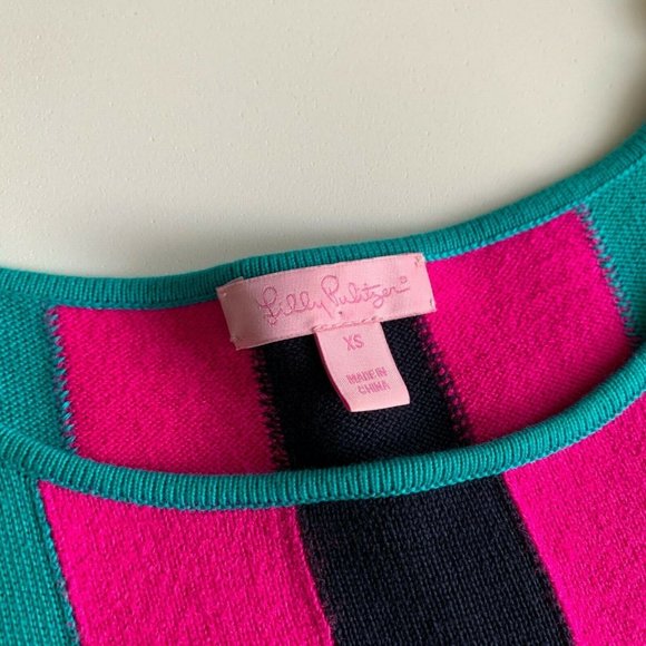Lilly Pulitzer Isabella Sweater Dress Colorblock Mod Short Sleeve Size XS - Picture 2 of 5